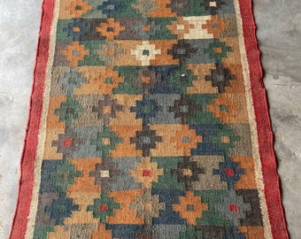 Alfombra moderna de lana: Alfombra geométrica única tejida a mano - Alfombra de lana a medida - Alfombra escandinava para salón - Alfombra minimalista de tejido plano para dormitorio