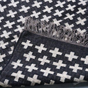 Handmade Wool Jute Kilim Area Rug, Handwoven-Wool and Jute Rug, Vintage Black White Kilim Dhurrie Rug, Traditional Indian Kilim Custom Rug