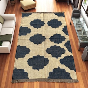Wool Jute Kilim Rug, Handwoven Wool Jute Rug, Kilim Jute Rug, Flatweave Rug,Bohemian Rug, Indian Dhurrie Rug,Navajo Kilim Rug, Customize Rug