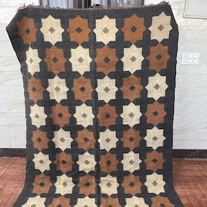 Wool Jute Kilim Rug, Handwoven, Wool and Jute Rug Handmade, Kilim Dhurrie Rug, Traditional Indian Jute Area Rug