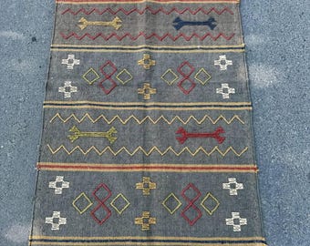 Alfombra Kilim de yute de lana tejida a mano, alfombra de yute de lana, alfombra de yute Kilim, alfombra de tejido plano, alfombra boho, alfombra india Dhurrie, alfombra Navajo Kilim, alfombra personalizada