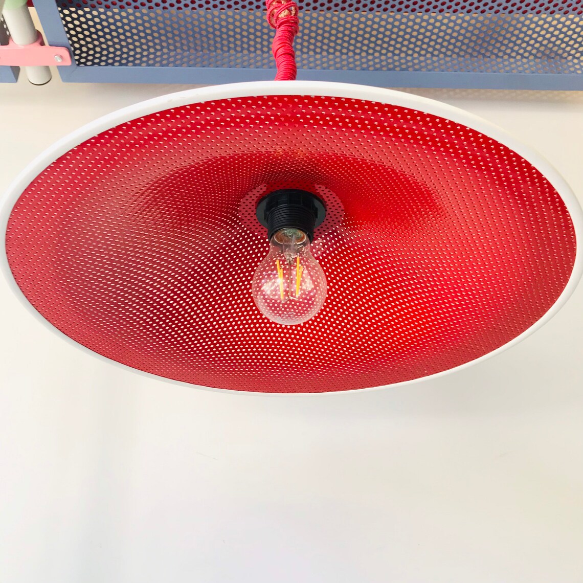 80s Kitchen Pendant Light Red Pendant Light Pendant Lamp Etsy