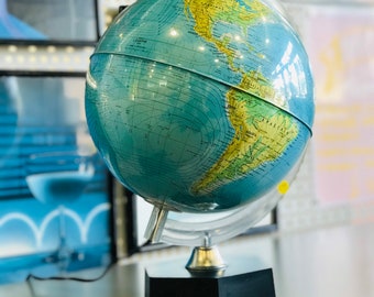 Vintage Earth Globe Light, Greek Geographical World Globe, Vintage World globe,  World Globe Lamp,