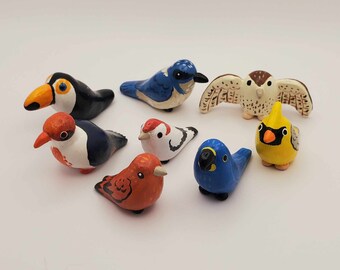 Mini Bird Polymer Clay Figures Handmade