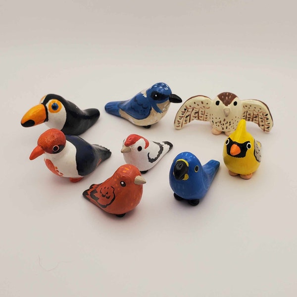 Mini Bird Polymer Clay Figures Handmade