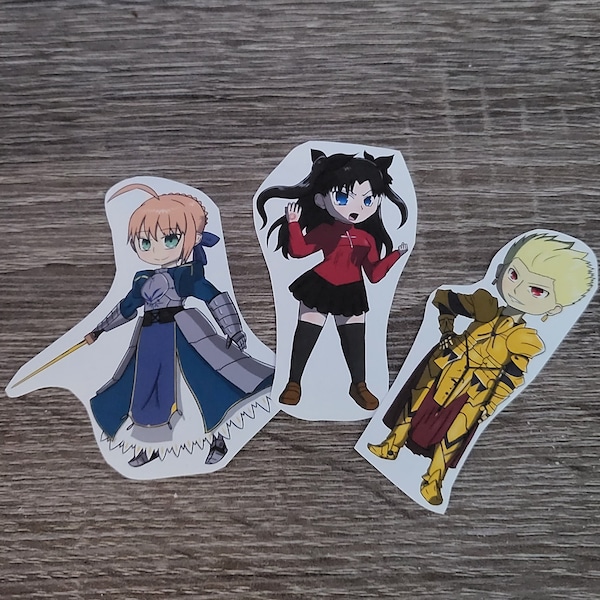 Fate Stay Night Vinyl Stickers Rin, Saber and Gilgamesh.