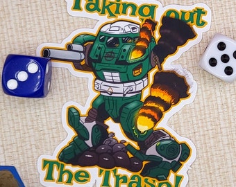 Cute Battletech Sticker | Urbanmech Chibi | Dumpster Fire