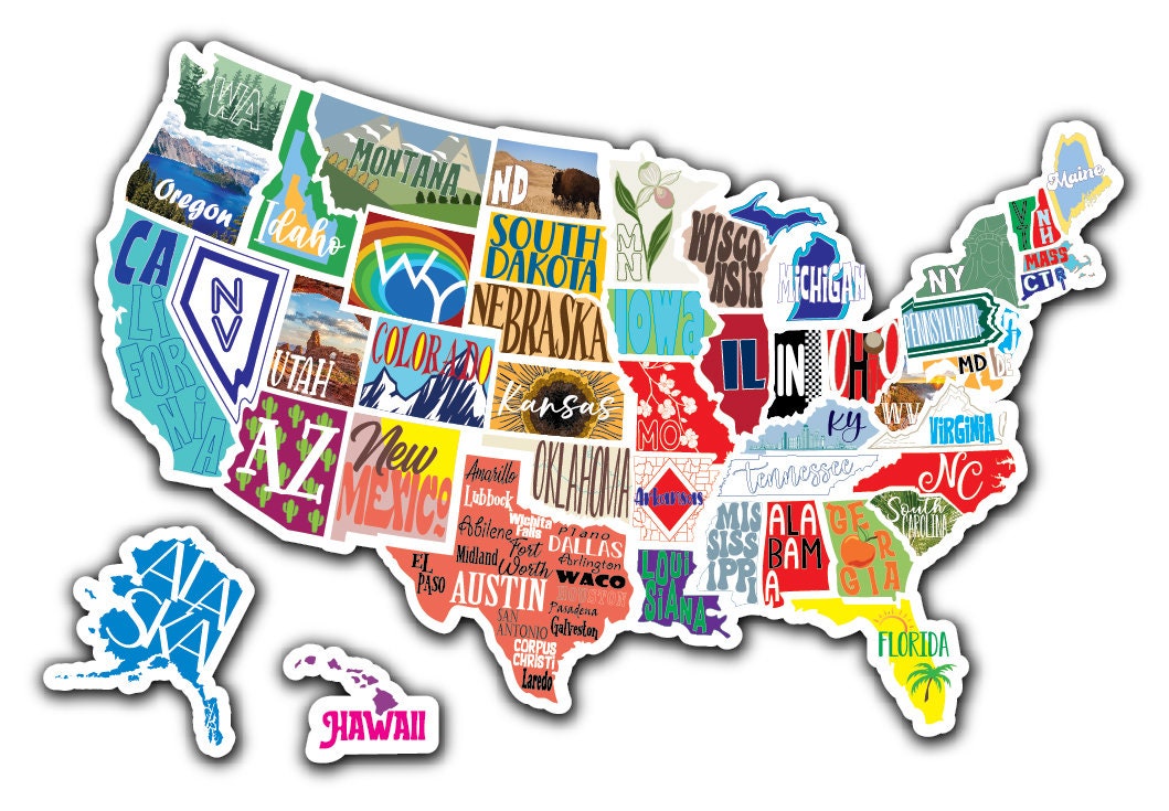 USA map laptop sticker - TenStickers