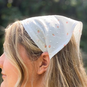 Strawberry ditsy print cottagecore triangle head scarf bandana headband