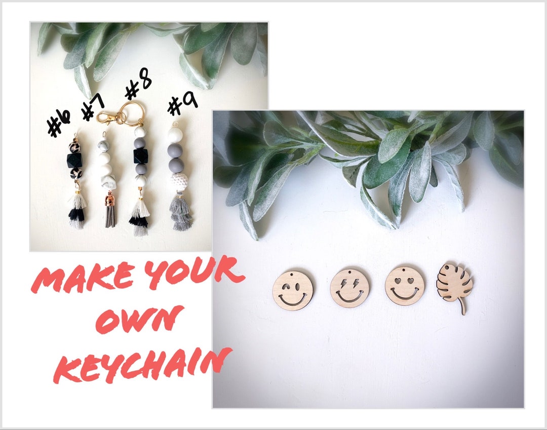 Smiley Face Key Chain/ Monstera Leaf Key Chain/boho Keychain/ Custom