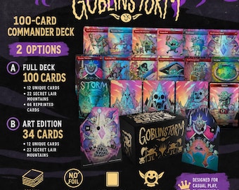Goblinstorm Proxy Commander Deck – 100 Karten Komplettes Deck oder 34 Karten Secret Lair Art Edition Bundle | MTG Nicht-Foil Custom Deck