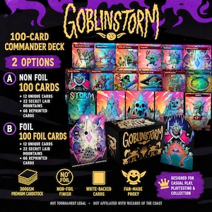 Mazo de Comandante Proxy Goblinstorm – Paquete de 100 Cartas Edición Completa | Mazo Personalizado MTG Foil o No Foil