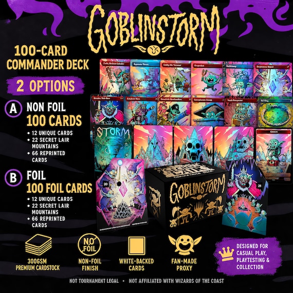 Goblinstorm Proxy Commander Deck – 100 Cards Full Deck Edition Bundle | MTG Foil or Non-Foil Custom Deck