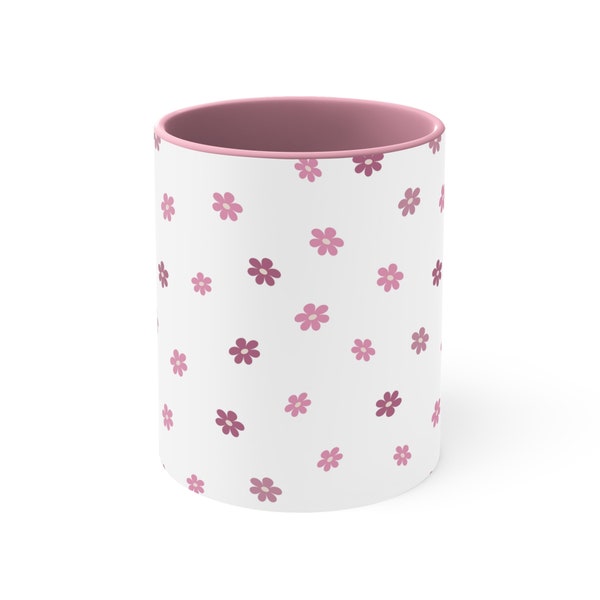 Pink Flower Mug, Best Selling Item, Most Popular Item, Trending on Etsy, Gifts Birthday, Christmas, Wedding Accent Coffee Mug, 11oz