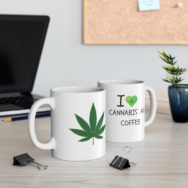 J'aime le CANNABIS ET LE CAFÉ Mug cannabis, cadeau pour stoner, cadeaux stoner, weed Coffee Mug cannabis cannabis mug 11 oz