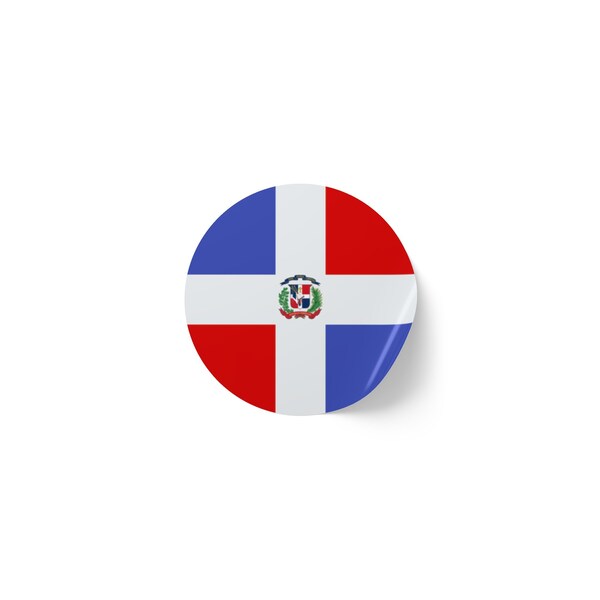 Dominican Republic Flag Stickers - Vibrant Round Labels for Heritage Celebration, Roll of 50, 100, 250