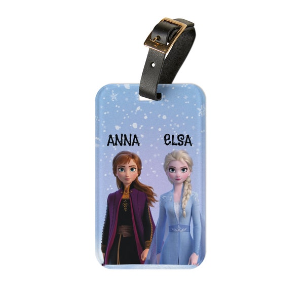 Girls' luggage tag featuring Anna Elsa - Make sure your little princess's bag stands out with this adorable Disney-themed accessory.