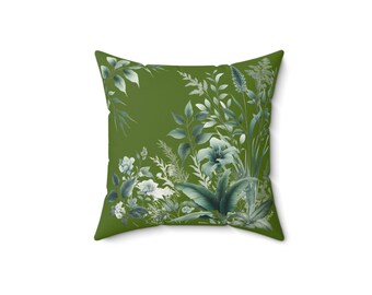 Add a pop of color and nature to your living space with a wildflowers olive green throw pillow. Perfect for refreshing your home decor.