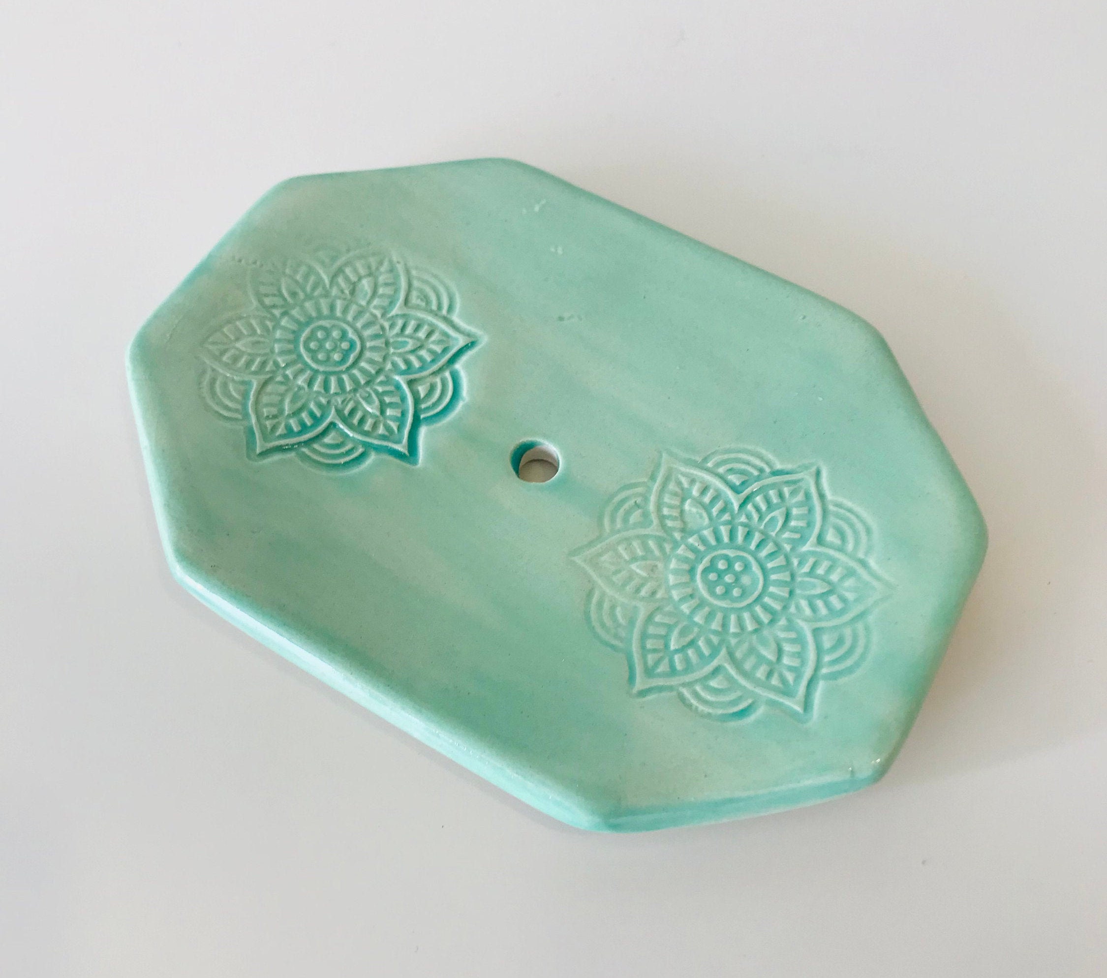 Handmade soap holder in green ceramic rectangular water Etsy