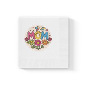 Napkin Set, Cute Fun Mom Napkin for Mother&#39;s Day, White Coined Napkins, Kitchen Towel, Table Decor, Hostess Gift, Dining Accessories