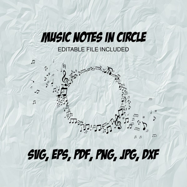 Music notes svg, notes svg, music svg, music notes in circle svg, music, music notec cut file, sublimation design, shirt design