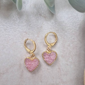 Polymer clay earrings/handmade/unique/stainless steel/lightweight/statement earrings/dangle earrings/everyday earrings/hearts/huggies /gold