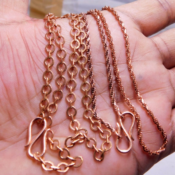 100% Solid Copper Rope Chain Pure Copper Oxidized Rope Chain Necklace Handmade Copper Chain Necklaces for Women and Mens Chain Thickness 3mm