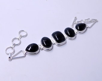 Greenland Nuummite Bracelet: 925 Sterling Silver, Natural Gemstone