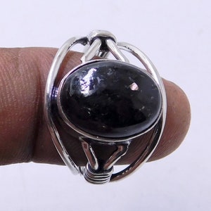 Greenland Nuummite Ring: 925 Sterling Silver, Psychic Protection