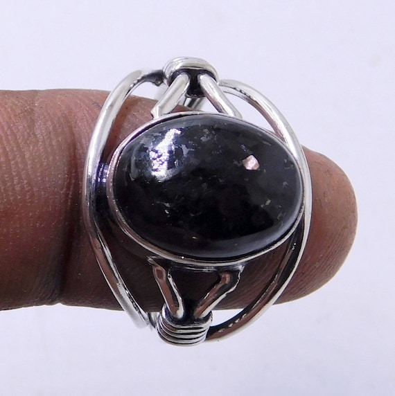 Nuummite Ring High Grade Crystal Healing Greenland Nuummite Ring Gemstone Ring Psychic Protection Black Nuummite Gemstone Ring Etsy