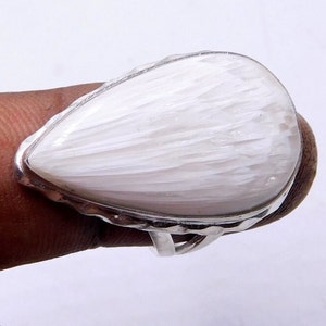 Scolecite Silver Ring ,Crystal  Scolecite Ring pink Scolecite ,Teardrop  Ring Crystal Scolecite Ring Free Shipment
