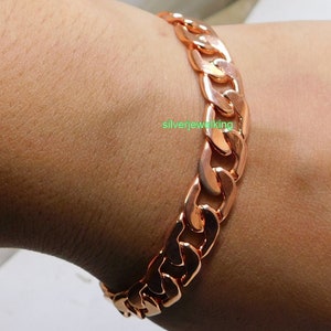 Puur koperen stoeprandarmbanden, handgemaakte massieve schakelarmbanden, karabijnsluiting koperen armband antieke koperen ketting massief koperen schakelarmbanden
