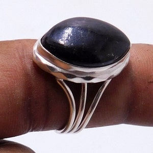 Nuummite Ring: Handmade Sterling Silver Ring from Greenland