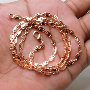 Genuine 100 % Solid Copper Chain necklace , Figaro chain necklace, Genuine Copper Chain Necklace , Copper Jewelry  Minimalist Chain