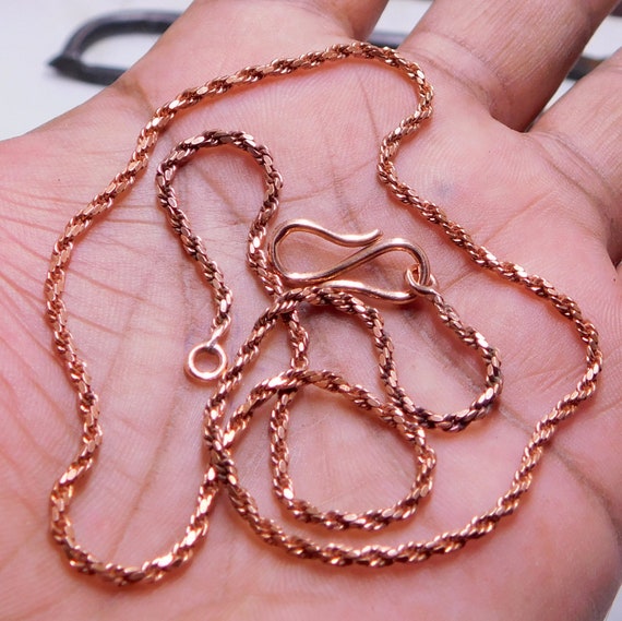 Copper Rope Chain Necklace Handmade Copper Jewelry Pure Copper Chain Chain  Diamond Cut Solid Rope Chain Flat Cable Chain Gift for Wife 