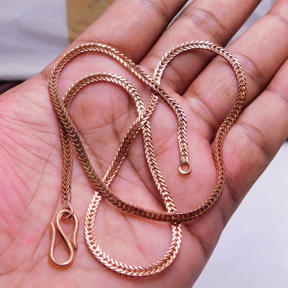 Golden Link Chain Necklace For Men And Women Durable Copper - Temu