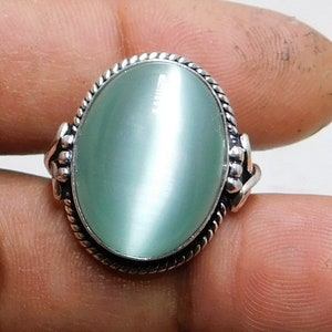 Katzenauge Ring - Silber Ring - Katzenauge Schmuck - Handgemachter Ring - Edelstein Ring - Geschenk Ring - Kostenloser Versand