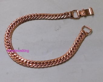 Pulsera de cadena de cobre macizo hecha a mano: estilo antiguo