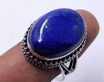 Anillo de lapislázuli hecho a mano: anillo de promesa de plata de ley 925