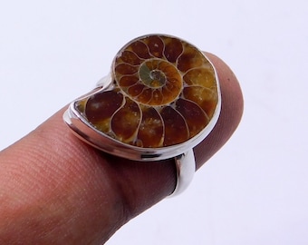 Ammonite Fossil Sterling Silver Ring: Natural Statement Jewelry