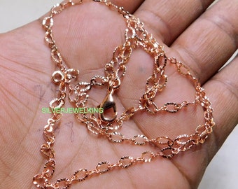 Handmade Copper Chain Necklace: Diamond Cut Rope, Solid Flat Cable