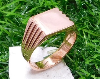 Pure Copper Signet Ring: Square Band, Unisex Jewelry Gift