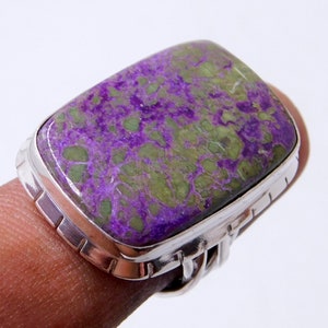 Handmade Purpurite Ring: Sterling Silver Boho Statement Jewelry