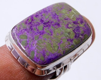 Handmade Purpurite Ring: Sterling Silver Boho Statement Jewelry
