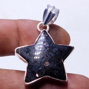 Nuummit Pendant, high Grade, Star Shape Peandt, Greenland Nuummite Pendant,Natural gemstone  Black Stone Jewelry