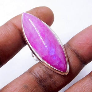 Pink Moonstone Sterling Silver Ring: Natural Rainbow Gemstone