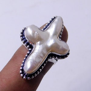 Handmade Biwa Pearl Ring: Sterling Silver Designer Ring