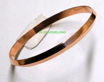 Polished Copper Bangle: Round Stacking Bracelet