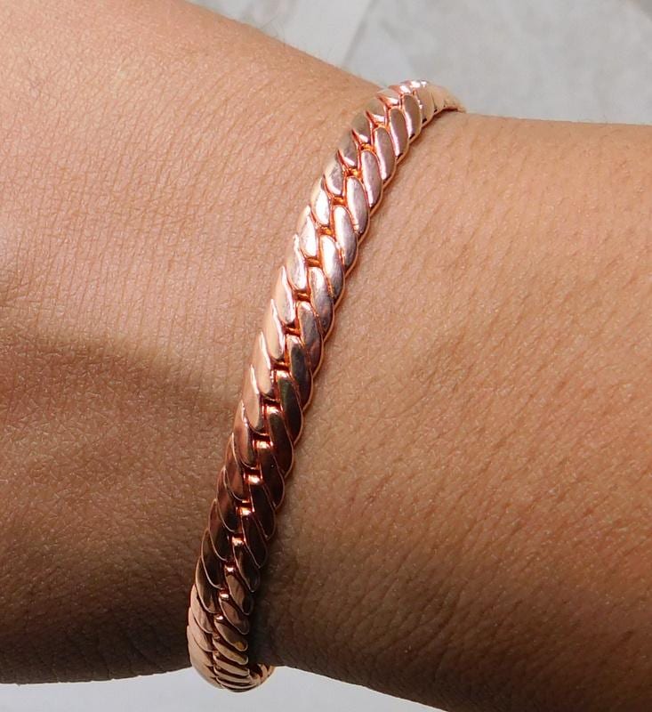 Handmade Pure Copper Curb Chain Bracelet: Solid Antique New Style