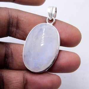 Oval Rainbow Moonstone Pendant: 925 Sterling Silver, Natural Gemstone